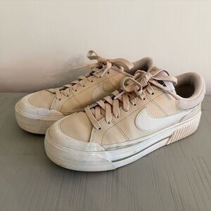 Nike Women's Court Legacy Lift Platform Casual Sneakers Beige